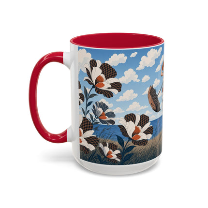 🌊🌼 The Windswept Seaside Promenade Colorful Mug – Art Deco Coastal Elegance