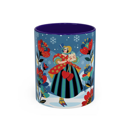 ❤️❄️ The Winter Heart Messenger Colorful Mug – Art Deco Snow Garden Fantasy