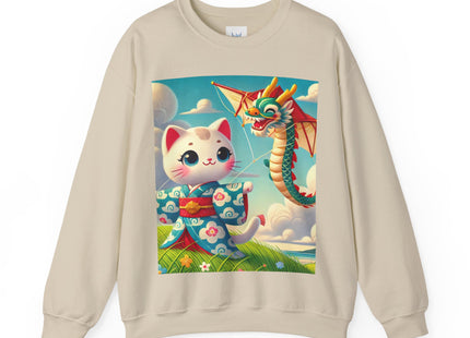Geisha Kitten and the Dragon Kite Heavy Blend™ Crewneck Sweatshirt