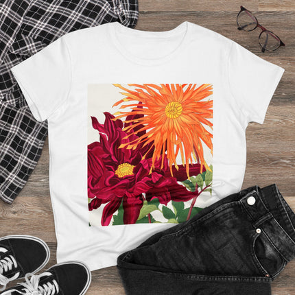 Dahlia Flower by Tanigami Kônan Women's Midweight Cotton Tee