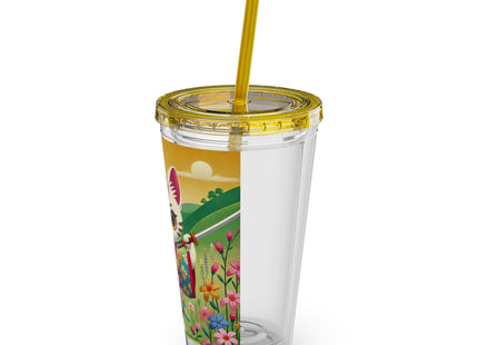 Samurai Kitten Sunsplash Tumbler with Straw, 16oz