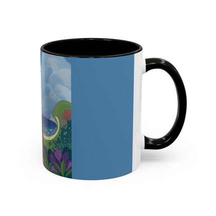 The Lady And The Sea Breeze Colorful Mugs – Art Deco Coastal Serenity