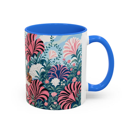 🌸🦋 The Enchanted Pink Blossom Retreat Colorful Mug – Art Deco Floral Whimsy