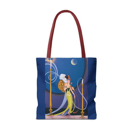 Smoke and Secrets: A Glamorous Encounter in Prohibition Era Tote Bag (AOP)