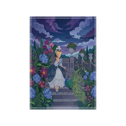🦚🌙 The Lady Of The Midnight Peacock Garden Acrylic Art Block – Art Deco Floral Elegance