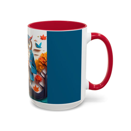 Owl at an Autumn Park Colorful Mugs (11oz, 15oz)