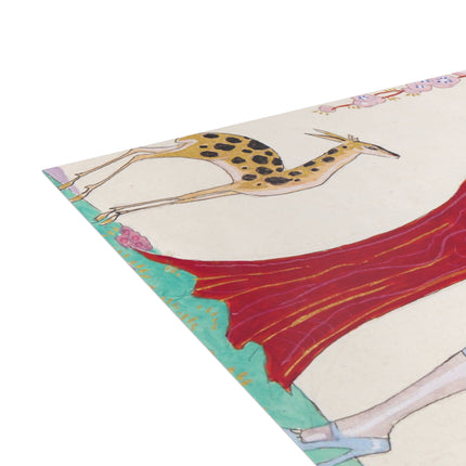 Woman, Fawn, and Red Tree by George Barbier Postcards (envelopes included) - Bundles of 10, 30, 50 Pieces