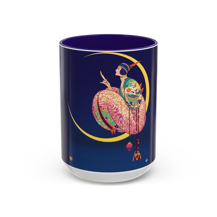 Moonlit Reflections Colorful Mug (11oz, 15oz) – Celestial Elegance, Art Deco Beauty & Dreamy Style