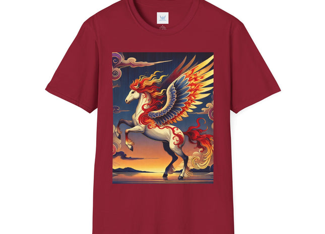 Flame-Winged Horse at Sunset Unisex Softstyle T-Shirt