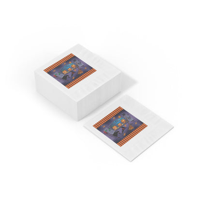 Whimsical Halloween Mischief White Coined Napkins