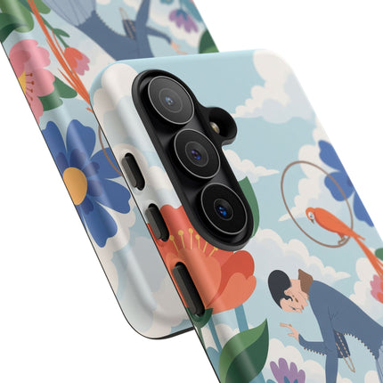 🦜🌺 The Lady Of The Garden Aviary Phone Case – Art Deco Floral Whimsy