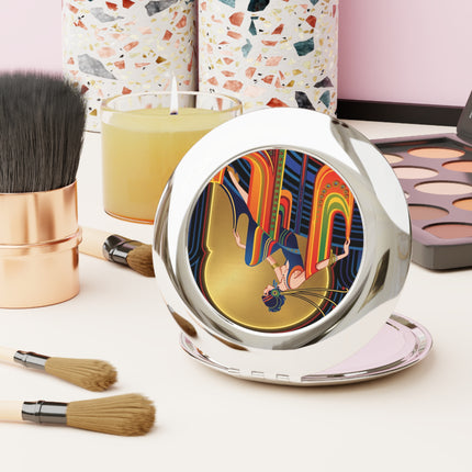 Art Deco Muse Compact Mirror – Elegant Poise & Golden Radiance