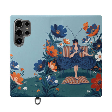 🌺🎩 The Lady Of The Grand Flower Garden Flip Case – Art Deco Floral Fantasy