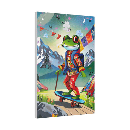 Skateboarding Frog Matte Canvas, Stretched, 0.75"