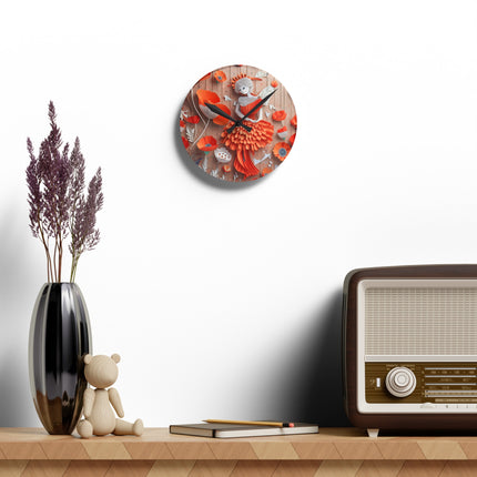 Poppy Fairy Acrylic Wall Clock, Round and Square