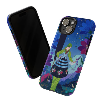 🌸🐦 The Lady Of The Midnight Bird Garden Phone Case – Art Deco Floral Fantasy