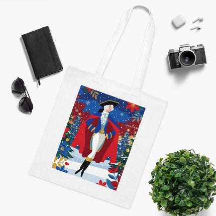 🎄🎭 The Christmas Masquerade Lady Cotton Tote Bag – Art Deco Holiday Glamour