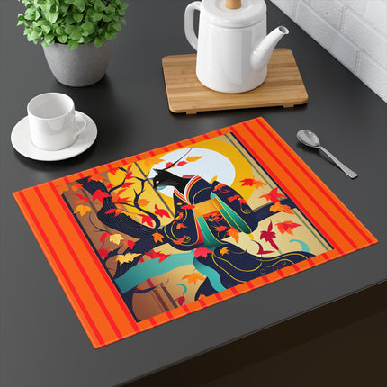 Black Cat in Kimono Placemat, 1pc