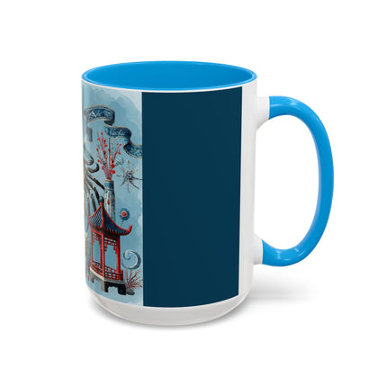 Spotted Crab & Pagoda Colorful Mug – Mystical Ocean & Asian Harmony
