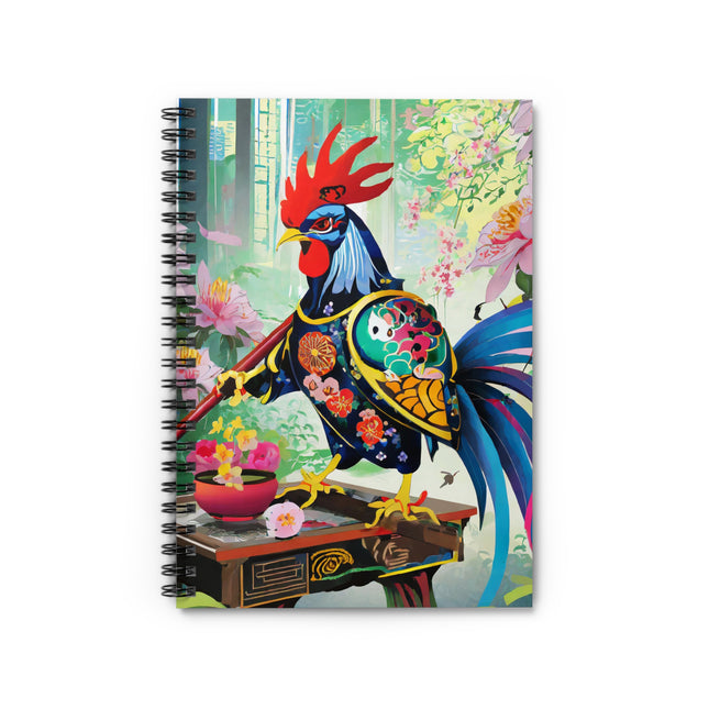 Cyberpunk Rooster Spiral Notebook - Ruled Line
