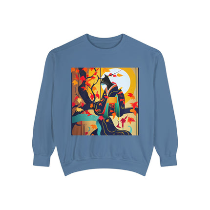 Black Cat in Kimono Unisex Garment-Dyed Sweatshirt