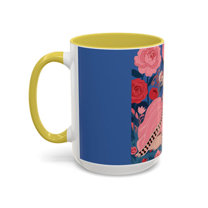 The Lady And The Scarlet Macaw Colorful Mugs – Art Deco Floral Elegance
