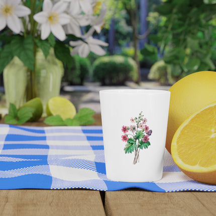 Chinese Primrose botanical illustration by Pierre-Joseph Redouté Ceramic Shot Glass