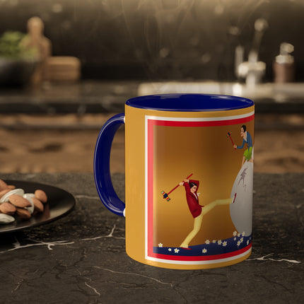 Crack-Up Comedy: The Great Egg Duel Colorful Mugs, 11oz