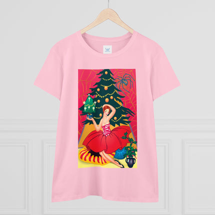 Art Deco Christmas Enchantment Women's Midweight Cotton Tee