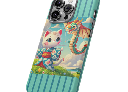 Geisha Kitten and the Dragon Kite Phone Cases