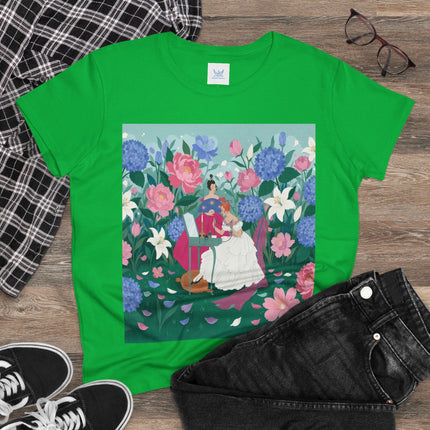 💎🌸 The Lady Of The Jeweled Garden Cotton Tee – Art Deco Floral Elegance
