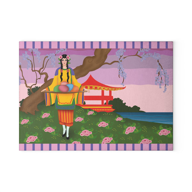 Elegance and Blooms Glass Cutting Board