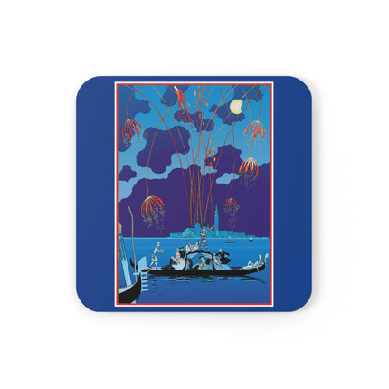 Fireworks in Venice by George Barbier Cork Back Coaster