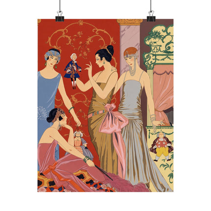 🎭🌹 Les Marionnettes Matte Vertical Poster – George Barbier Art Deco Fashion Elegance