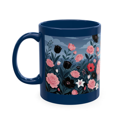 🌹🖤 The Lady Of The Midnight Rose Garden Ceramic Mug – Art Deco Floral Elegance