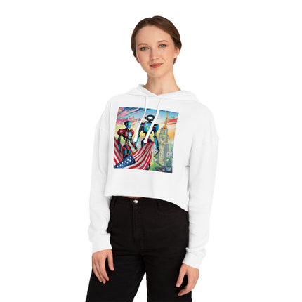High Fashion Cyberpunk CIA Robots Cropped Hooded Sweatshirt