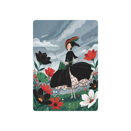 🌧️🌺 The Stormy Flower Walk Playing Cards – Art Deco Floral Fashion