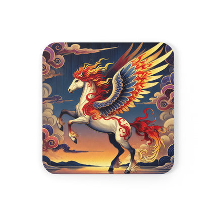 Flame-Winged Horse at Sunset Cork Back Coaster