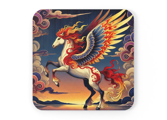 Flame-Winged Horse at Sunset Cork Back Coaster