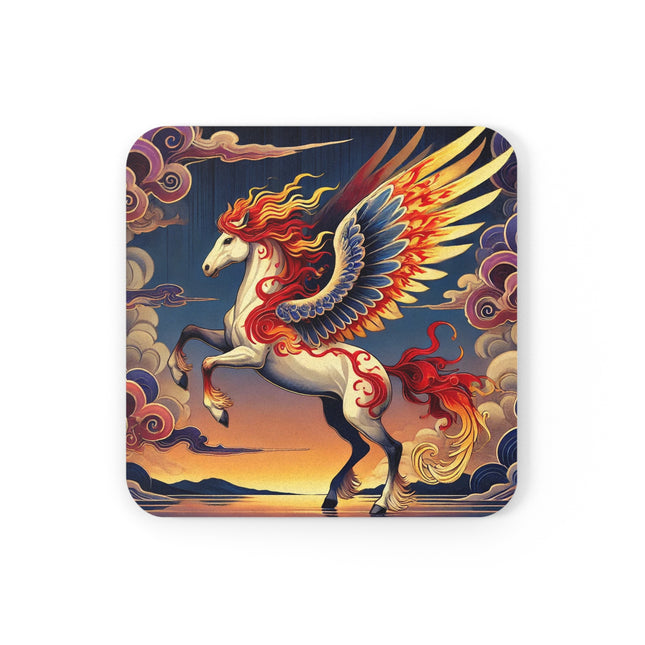 Flame-Winged Horse at Sunset Cork Back Coaster