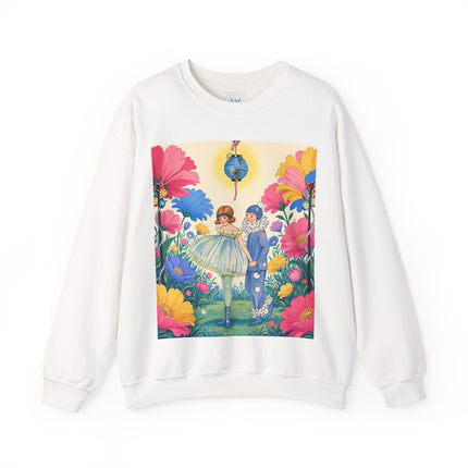 🌸🏮 The Lantern Garden Stroll Crewneck Sweatshirt – Art Deco Floral Whimsy