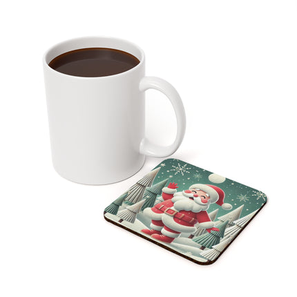 Santa's Joyful Night Cork Back Coaster
