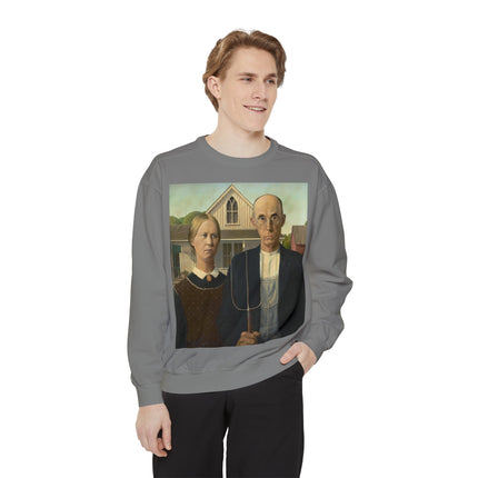 American Gothic by Grant Wood Unisex Garment-Dyed Sweatshirt
