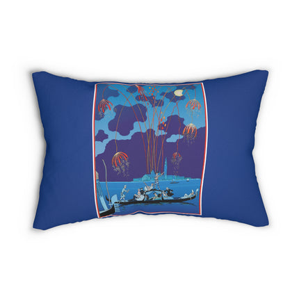 Fireworks in Venice by George Barbier Spun Polyester Lumbar Pillow