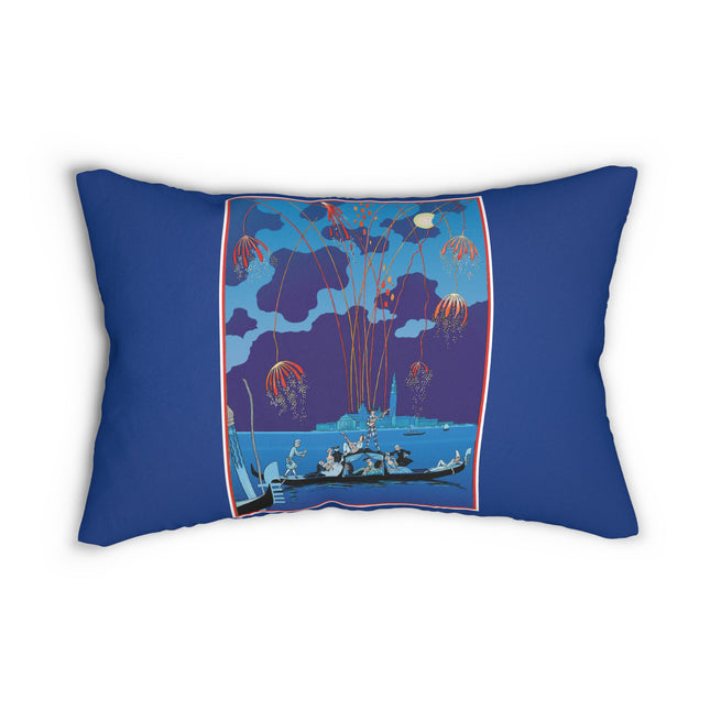 Fireworks in Venice by George Barbier Spun Polyester Lumbar Pillow