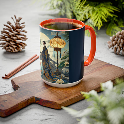 Moonlit Bridge Gentleman Colorful Mug – Imperial Serenity & Moonlit Harmony