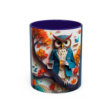 Owl at an Autumn Park Colorful Mugs (11oz, 15oz)