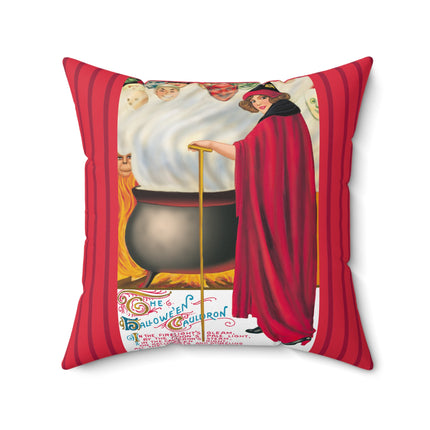 The Hallowe'en Cauldron In the Firelight's Gleam Spun Polyester Square Pillow