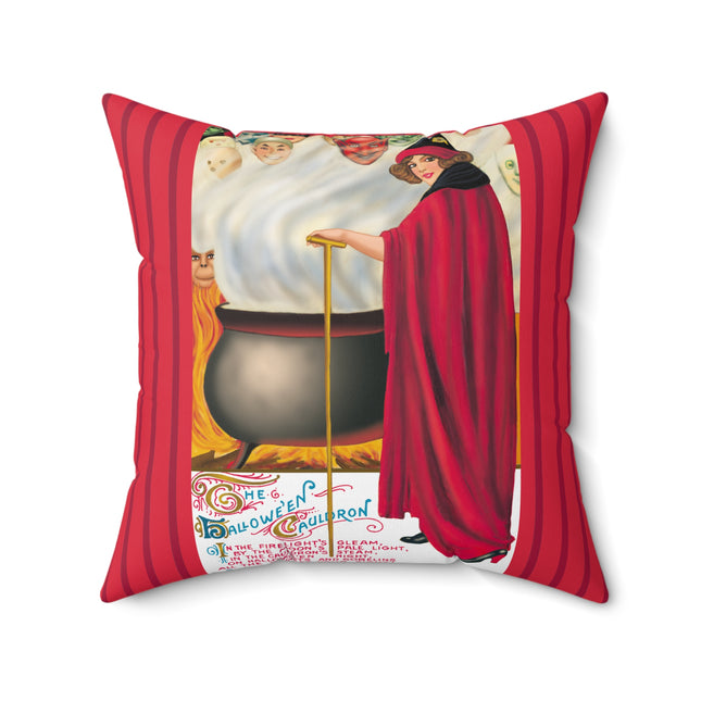 The Hallowe'en Cauldron In the Firelight's Gleam Spun Polyester Square Pillow
