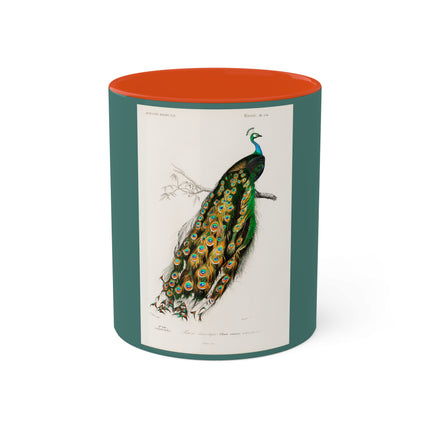 Indian Peafowl by Charles Dessalines D' Orbigny Colorful Mugs, 11oz